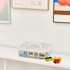 플라팜 레고 장난감 정리함 1단 + 칸막이 세트, 아이보리, 1세트