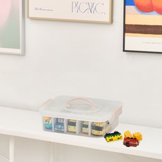 플라팜 레고 장난감 정리함 1단 + 칸막이 세트, 베이지, 1세트