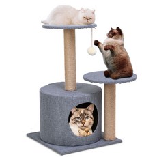 딩동펫 반려동물 고양이 직조 원목캣타워 베이직, 혼합 색상, 1개