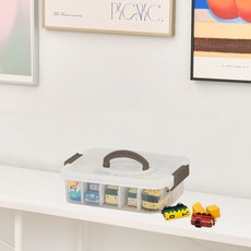 플라팜 레고 장난감 정리함 1단 + 칸막이 세트, 브라운, 1세트