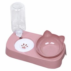 E.dot 貓狗二合一護頸自動續水寵物碗 斜口碗 PP材質, 北歐粉, 1組
