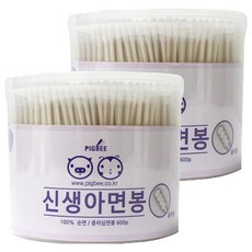 Pigbee 新生兒棉籤, 600件, 2個