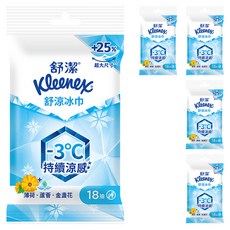 Kleenex 舒潔 舒涼冰巾, 1入, 5包