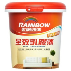 RAINBOW 虹牌油漆 全效乳膠漆 平光, 天然氣味 無毒環保 長效抗菌 塗膜細緻, 1公升(1L), 百合白, 1桶