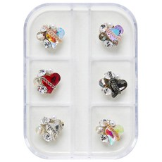 MEIBROWN 珠寶愛心鑽美甲飾品6款套組, 混合色, 1個