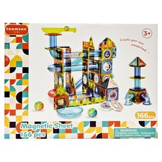 Teamson Kids 窗戶軌道磁力片 166片 Set, 優良磁芯 穩固磁性, 高質感顏色設計, 趣味新玩法, 可愛貼紙, 磁力吸附, 球道設計, 彩色, 1盒