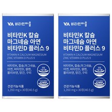 비타민마을 비타민K 칼슘 마그네슘 아연 비타민D 플러스 9 40.5g, 30정, 2개