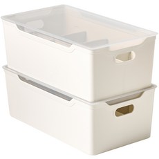 EASY&FREE 分格收納箱 S號, 花白色, 2個