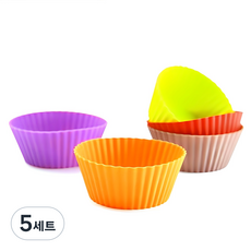 베링 실리콘 미니 머핀컵 5종 세트, 레드 + 오렌지 + 퍼플 + 그린 + 브라운, 5세트