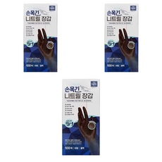 태화 손목 긴 니트릴장갑 100p, 블랙, 대(L), 3개