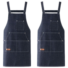 時尚素色牛仔大口袋圍裙 :元寶兜 藍色, 2入