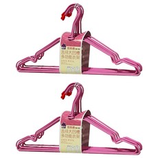 吉祥 大凹槽多功能衣架10個Set 防滑設計 乾濕兩用 防水防鏽 高強度鐵絲 堅固耐用, 粉色, 2組
