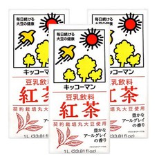 KIKKOMAN 龜甲萬 豆乳 契約栽培丸大豆使用 濃郁的阿薩姆紅茶風味, 1L, 3入