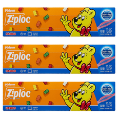 지퍼락 하리보에디션 식품 포장용 그립 앤 실 밀폐용백, 대(L), 15개입, 3개