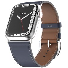 누아트 애플워치 호환 싱글투어 가죽스트랩, 네이비, 1개