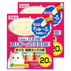 INABA CIAO 啾嚕 乳酸菌肉泥, 鮪魚 + 海鮮綜合, 280g, 2袋