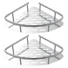 浴室置物架 三角形 輕薄款, 銀色, 2個