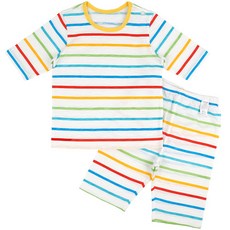 Maykids 童款印花竹節棉2件式7分袖套裝 彩虹ST款