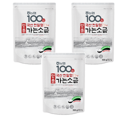 農協 100 天日鹽 細鹽, 3個, 500g