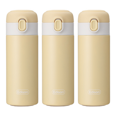 에디슨 원터치 키즈 텀블러, 옐로우, 250ml, 3개