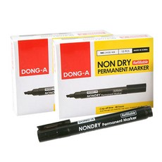 DONG-A 可再填充快乾魔術油性筆 12入, 黑色的, 2件