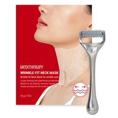 MeDITHeRaPy Wrinkle Fit頸部面膜 7片入+按摩滾輪組, 1組, 7入