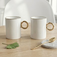 PAULUS Show Gold 金環馬克杯 350ml, 白色, 2個