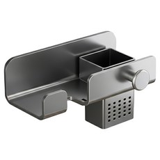 太空鋁吹風機置物架 免打孔安裝 防鏽耐磨 浴室/房間適用, 槍灰, 1個