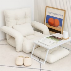 코멧 6단 각도조절 1인용 패브릭 쇼파 등쿠션+방석 세트, 아이보리, 1개