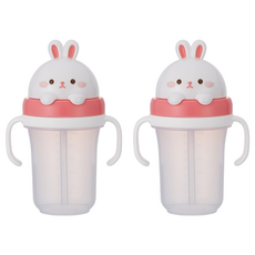 에디슨 프렌즈 흘림방지 입체 빨대컵2, 300ml, 2개, 흰토끼래니