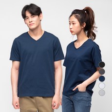 CARET 男女通用V領短袖T恤 5色, 海軍藍