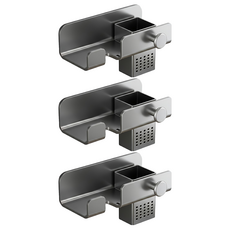 太空鋁吹風機置物架, 免打孔安裝, 防鏽耐磨, 浴室/房間適用, 槍灰, 3個