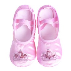 VIDANGIL 女童皇冠鬆緊帶緞面芭蕾舞鞋