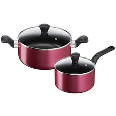 Tefal 特福 電磁爐感應鍋組 2入, 外側(紅色), 單柄鍋18cm+雙耳鍋24cm