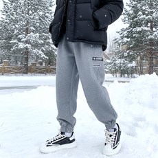 生活智慧 冬季厚刷毛絨羅紋束口慢跑褲