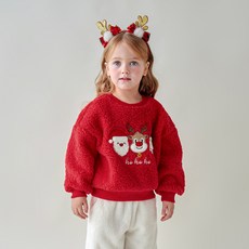 마리앤모리 아동용 크리스마스 트리오 털 티셔츠