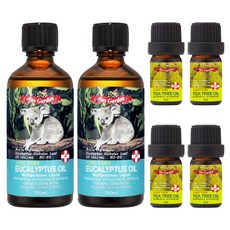 Aus Garden 澳維花園 頂級精油 大加小6件組 藍膠尤加利精油100ml 2瓶 + 茶樹精油5ml 4瓶, 220ml, 1組