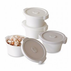 Iwooa 溫氣 陶瓷密封微波爐飯碗 2款 x 2入組, 1套, 象牙白, 現代米色