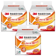 3M 細滑牙線棒 雙線補充包 DF04, 8cm, 350支, 3包