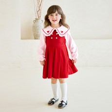 MARI N MORI 女童條紋翻領百褶洋裝