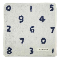 SOU SOU 日本丸真 純棉小方巾 15x15cm, 數字遊戲 白色, 1條