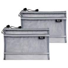 Sunny 三瑩文具 手作之 雙層網狀收納袋 A5, 灰色, 2個