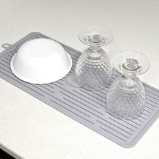 Ju and Ji 可捲起方便收納的長方形矽膠餐具瀝水墊, 灰色