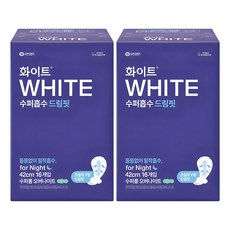 WHITE 超強吸收Dream Fit超長夜用衛生棉 蝶翼型 42公分 (16片x2包), 16片, 2包, 超長夜用型(42cm)