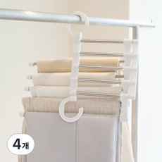 앙플러스 5단 접이식 공간활용 바지걸이, 화이트, 4개