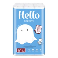 Hello Tissue Clean Nature 天然紙漿 3層 高級捲筒衛生紙, 1個, 30m, 30入