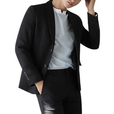 zeze 男士霧面黑色兩顆鈕扣西裝外套 BSG02