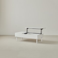 모노 리프트업 서랍형 거실 소파 테이블 1200 방문설치, 화이트