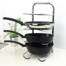 eSPACE BNB 平底鍋鍋具收納架 225 x 240 x 480 mm, 銀色, 4層