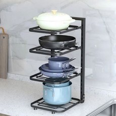 Office Lupin 平底鍋收納架, 黑色, 4層